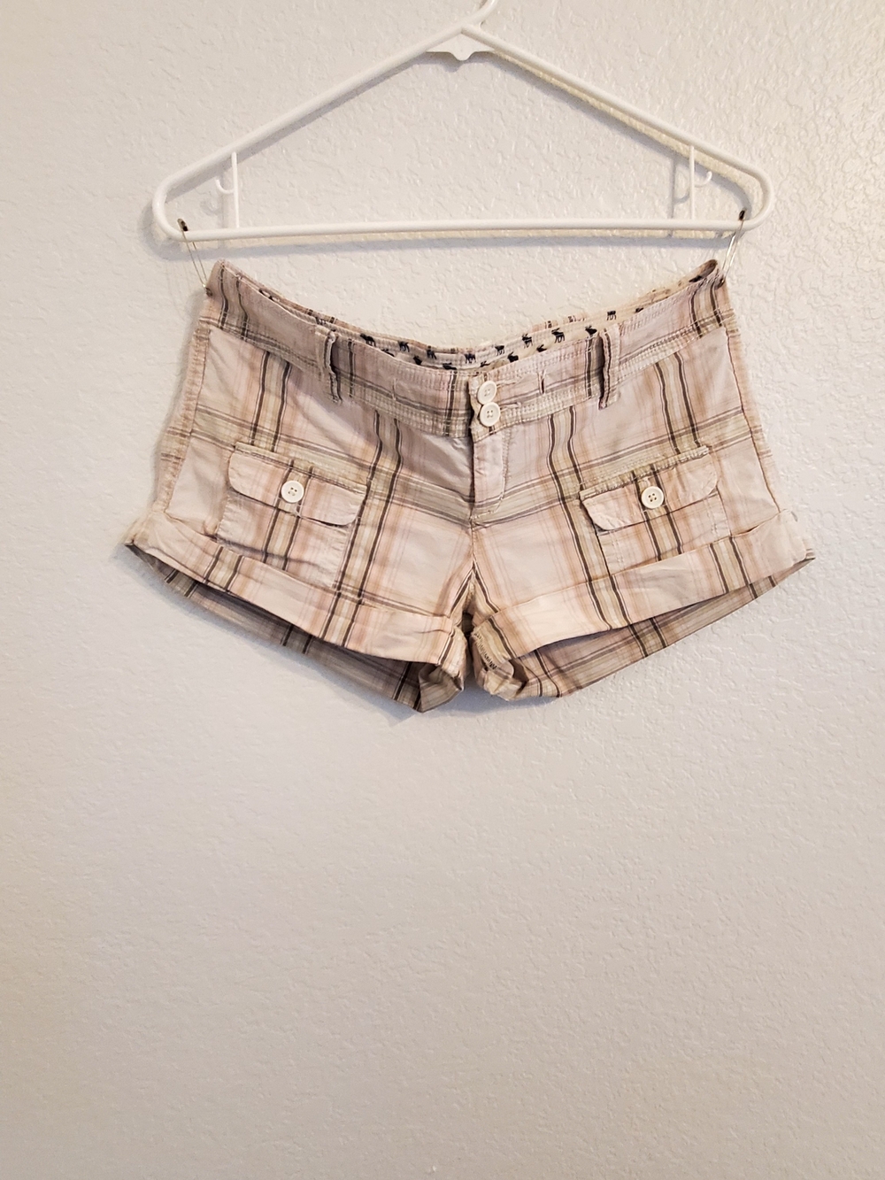 Abercrombie & Fitch Pink Plaid Cotton Shorts